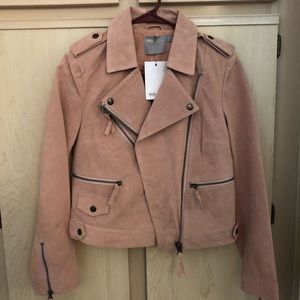 ASOS Pink Leather/Suede Biker Jacket